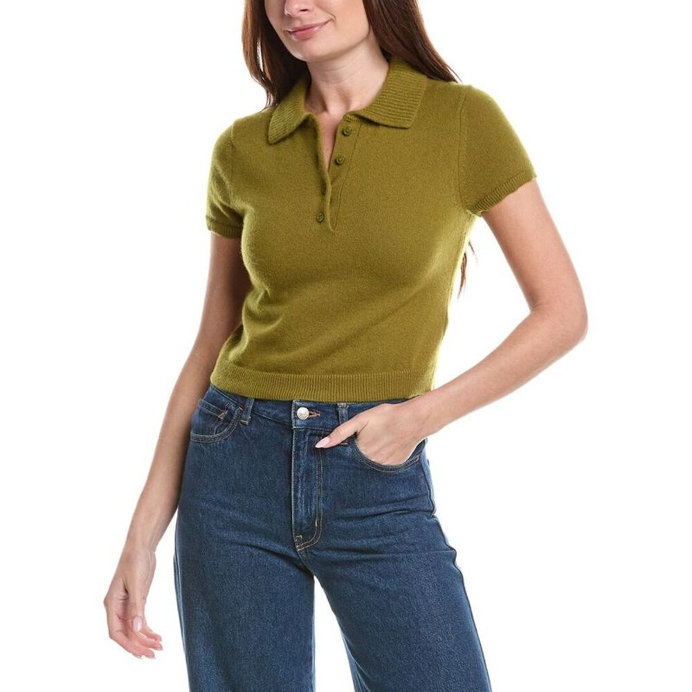 Simkhai Womens Twila Cashmere Polo Shirt, Green